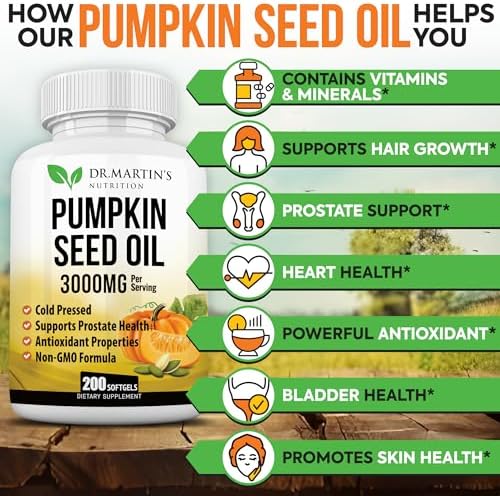 Cápsulas de Aceite de Semilla de Calabaza 3000mg | Bloqueador de DHT para Próstata y Crecimiento del Cabello | Prensado en Frío con Ácidos Grasos - imagen 2