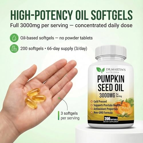 Cápsulas de Aceite de Semilla de Calabaza 3000mg | Bloqueador de DHT para Próstata y Crecimiento del Cabello | Prensado en Frío con Ácidos Grasos - imagen 5