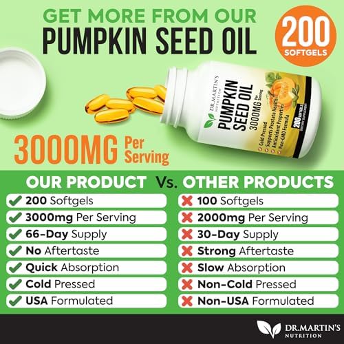 Cápsulas de Aceite de Semilla de Calabaza 3000mg | Bloqueador de DHT para Próstata y Crecimiento del Cabello | Prensado en Frío con Ácidos Grasos - imagen 8