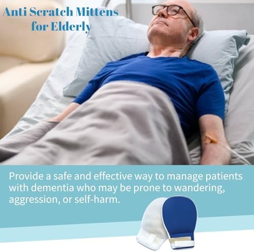 Guantes de Restricción para Demencia Lmaray 2 Piezas, Mitones Transpirables Antirayaduras para Pacientes Mayores, Guantes de Seguridad para Adultos - imagen 2