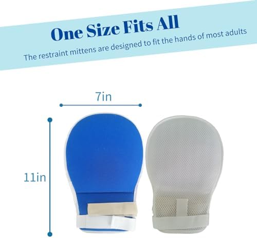 Guantes de Restricción para Demencia Lmaray 2 Piezas, Mitones Transpirables Antirayaduras para Pacientes Mayores, Guantes de Seguridad para Adultos - imagen 3