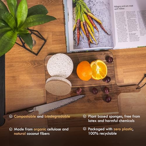 Esponjas de Cocina Orgánicas Bluum 6 Piezas – Esponjas No Tóxicas para Platos, Set Natural de Esponjas de Celulosa y Fibra de Coco, Biodegradables y - imagen 5