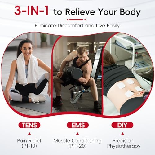 Estimulación Muscular Comfytemp TENS para Alivio del Dolor, Máquina TENS con 20 Modos y DIY, Unidad EMS de Doble Canal, Masajeador Eléctrico para - imagen 2