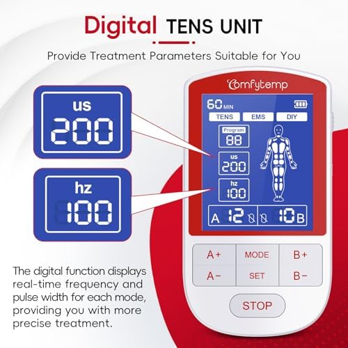 Estimulación Muscular Comfytemp TENS para Alivio del Dolor, Máquina TENS con 20 Modos y DIY, Unidad EMS de Doble Canal, Masajeador Eléctrico para - imagen 3