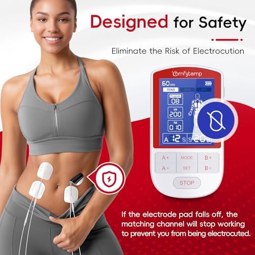 Estimulación Muscular Comfytemp TENS para Alivio del Dolor, Máquina TENS con 20 Modos y DIY, Unidad EMS de Doble Canal, Masajeador Eléctrico para - imagen 6