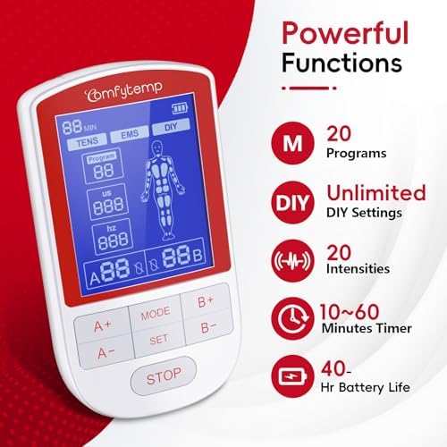 Estimulación Muscular Comfytemp TENS para Alivio del Dolor, Máquina TENS con 20 Modos y DIY, Unidad EMS de Doble Canal, Masajeador Eléctrico para - imagen 8