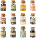 KHOCOEE Set de 12 Botellas de Gemas, Chips de Cristales y Piedras Sanadoras, Cristales para Chakras, Set de Gemas para Wicca y Hechicería - imagen 1