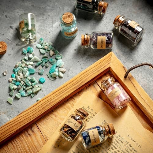 KHOCOEE Set de 12 Botellas de Gemas, Chips de Cristales y Piedras Sanadoras, Cristales para Chakras, Set de Gemas para Wicca y Hechicería - imagen 7