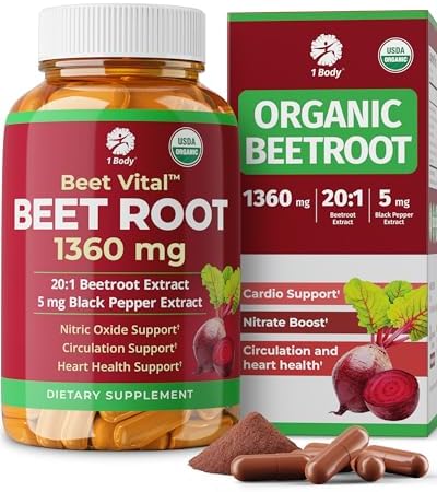 Cápsulas Orgánicas de Remolacha 1 Body Beet Vital, 1360mg Extracto de Remolacha, Energía y Circulación, Veganas, No Transgénicas - 60 Cápsulas - imagen 1