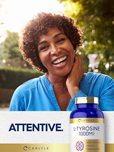 Cápsulas de L-Tirosina Carlyle 1000mg | 300 Contenido | Grado Terapéutico | Suplemento No GMO y Sin Gluten para Hombres y Mujeres - imagen 6