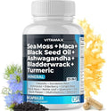 Aceite de Semilla de Negro de Musgo Marino, Maca, Ashwagandha, Bladderwrack y Cúrcuma - Miel de Manuka, Saúco, Vitamina C y D3, Diente de León y - imagen 1