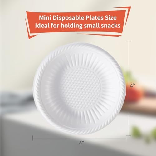 Platos Desechables Mini de 4 Pulgadas - 100 Contenidos, Platos de Papel Redondos para Postres, Aperitivos y Manualidades - imagen 2