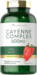 Cápsulas de Pimienta de Cayena Carlyle | 350 Píldoras | Suplemento Sin OGM y Libre de Gluten - imagen 1