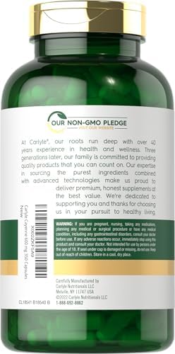 Cápsulas de Pimienta de Cayena Carlyle | 350 Píldoras | Suplemento Sin OGM y Libre de Gluten - imagen 3