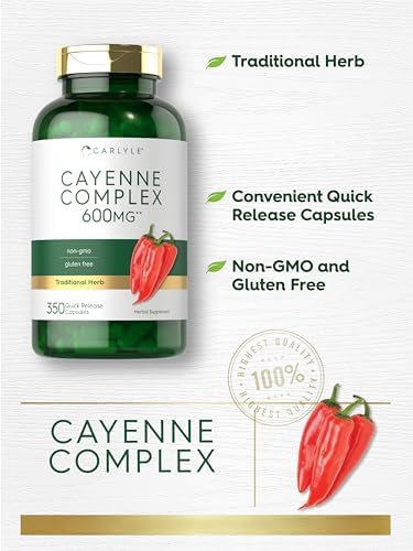 Cápsulas de Pimienta de Cayena Carlyle | 350 Píldoras | Suplemento Sin OGM y Libre de Gluten - imagen 4