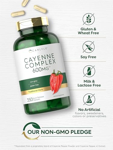 Cápsulas de Pimienta de Cayena Carlyle | 350 Píldoras | Suplemento Sin OGM y Libre de Gluten - imagen 5