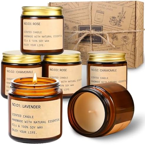 Juego de 6 Velas Aromáticas para el Hogar, 150 Horas de Tiempo de Quema, Velas de Soja Naturales, Regalos para Mujeres, Maestras y Día de las Madres - imagen 1