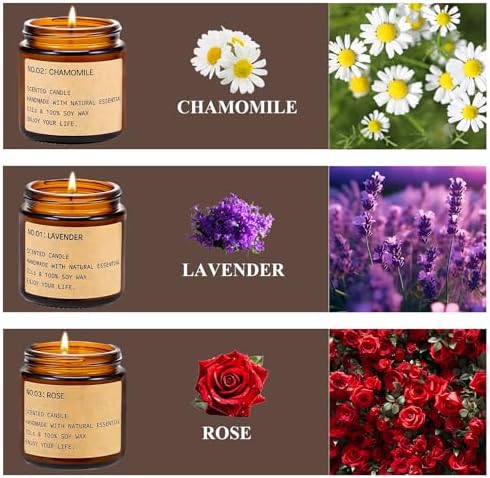 Juego de 6 Velas Aromáticas para el Hogar, 150 Horas de Tiempo de Quema, Velas de Soja Naturales, Regalos para Mujeres, Maestras y Día de las Madres - imagen 2