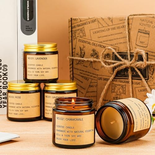 Juego de 6 Velas Aromáticas para el Hogar, 150 Horas de Tiempo de Quema, Velas de Soja Naturales, Regalos para Mujeres, Maestras y Día de las Madres - imagen 8