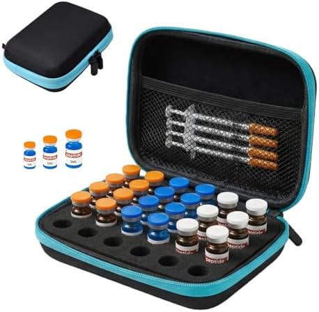 Funda para Viales de Péptidos Lyvantha para Refrigerador, Almacenamiento de 30 Compartimentos para Insulina, Viales de 1-3ml, Color Negro y Azul con - imagen 1