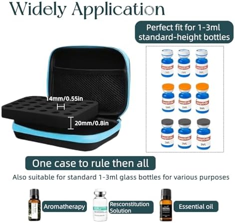 Funda para Viales de Péptidos Lyvantha para Refrigerador, Almacenamiento de 30 Compartimentos para Insulina, Viales de 1-3ml, Color Negro y Azul con - imagen 3