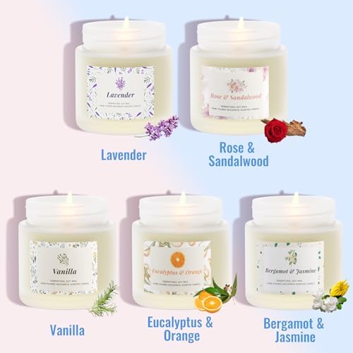 Juego de 5 Velas Aromáticas BlissfulOasis, Largas Duración, Ingredientes Naturales y Seguros, Perfectas para Regalos de Cumpleaños y San Valentín - imagen 3