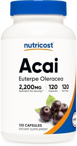 Extracto de Acai Nutricost 120 Cápsulas - 120 Porciones, Euterpe Oleracea, Libre de GMO, Sin Gluten y Vegetariano - imagen 1