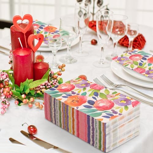 Servilletas de Papel Decorativas AnyDesign de Flores Acuareladas, 80 Pzs, Desechables para Bodas, Cumpleaños y Baby Shower - imagen 5
