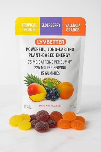 Gomitas Energéticas Lyvbetter - 3 Sabores Diferentes - 75mg de Cafeína por Gomita, 3 Gomitas por Porción - Total de 15 Gomitas - imagen 1