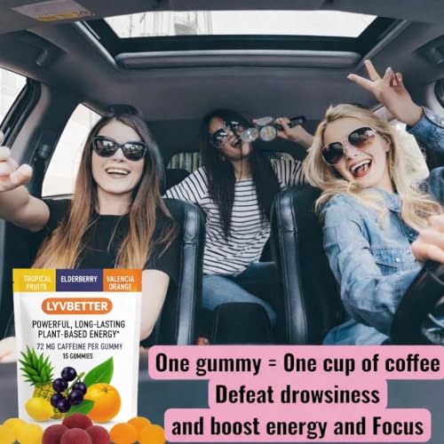 Gomitas Energéticas Lyvbetter - 3 Sabores Diferentes - 75mg de Cafeína por Gomita, 3 Gomitas por Porción - Total de 15 Gomitas - imagen 3