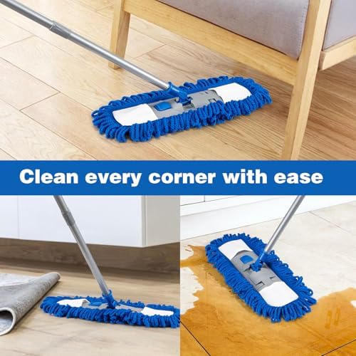 Mopa de Microfibra Neeklinny para Pisos de Madera, Mango Largo de 58, Mop Lavable 180° para Azulejos, Laminado, Vinil y Limpieza de Pelo de Mascotas - imagen 3