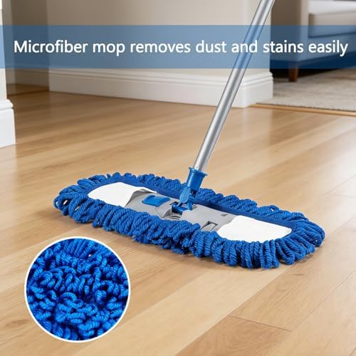 Mopa de Microfibra Neeklinny para Pisos de Madera, Mango Largo de 58, Mop Lavable 180° para Azulejos, Laminado, Vinil y Limpieza de Pelo de Mascotas - imagen 4