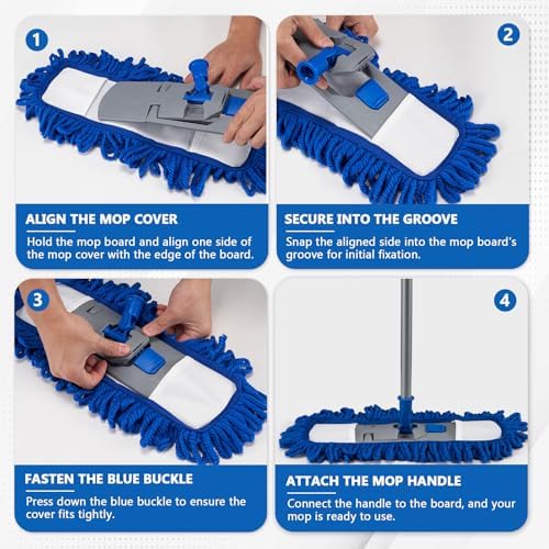 Mopa de Microfibra Neeklinny para Pisos de Madera, Mango Largo de 58, Mop Lavable 180° para Azulejos, Laminado, Vinil y Limpieza de Pelo de Mascotas - imagen 5