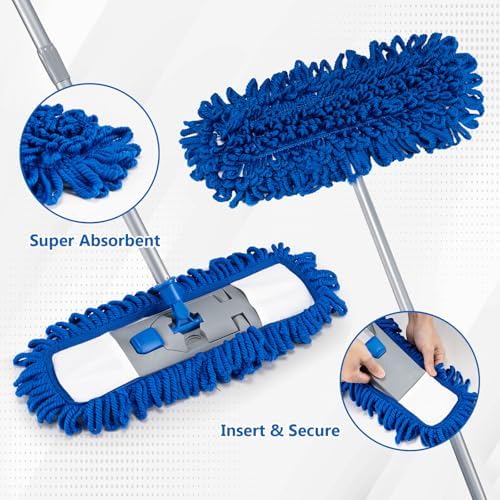 Mopa de Microfibra Neeklinny para Pisos de Madera, Mango Largo de 58, Mop Lavable 180° para Azulejos, Laminado, Vinil y Limpieza de Pelo de Mascotas - imagen 6