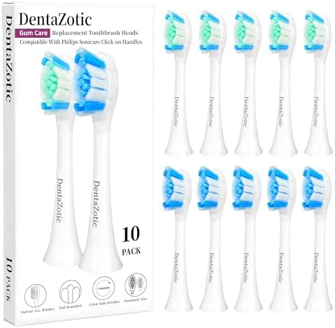 Cabezas de Cepillo DentaZotic para Cuidado de Encías, Reemplazo para Philips Sonicare, Cerdas Suaves, Paquete de 10, Color Blanco - imagen 1