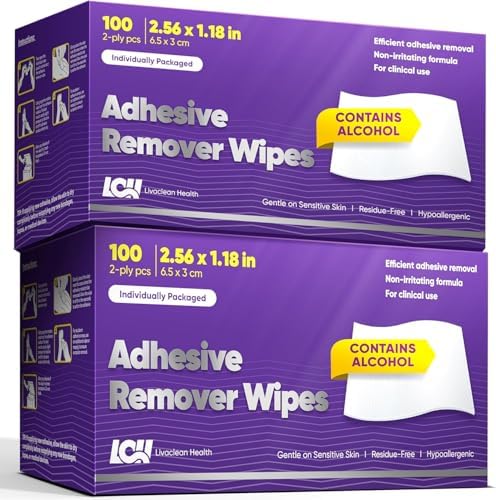 Toallitas Removedoras de Adhesivo (200 CT, 2 Paquetes) – Sin Picazón para Piel Sensible – 2 Capas 2.56x1.18in (6.5x3cm) – Para Vendajes, Cinta y - imagen 1