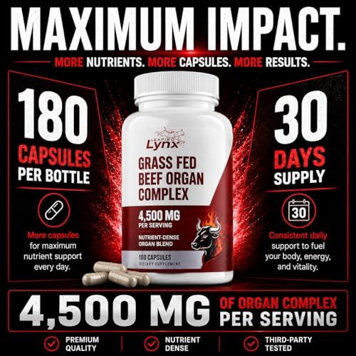 Cápsulas de Hígado de Res Alimentado con Pasto 4,500 mg – Suplemento de Hígado Deshidratado – 180 Cápsulas – Suplemento de Órganos de Res – Energía, - imagen 2