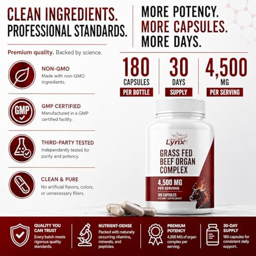 Cápsulas de Hígado de Res Alimentado con Pasto 4,500 mg – Suplemento de Hígado Deshidratado – 180 Cápsulas – Suplemento de Órganos de Res – Energía, - imagen 3