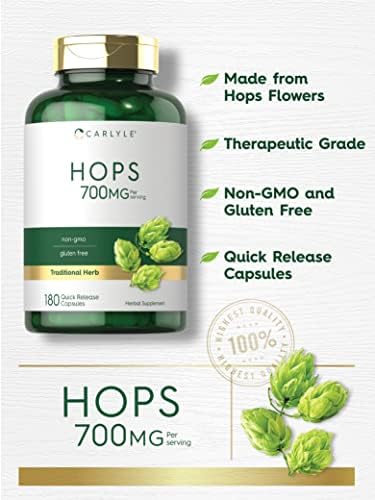Suplemento de Lúpulo Carlyle 700mg | 180 Cápsulas | Sin OGM y Libre de Gluten | Hierba Tradicional - imagen 3