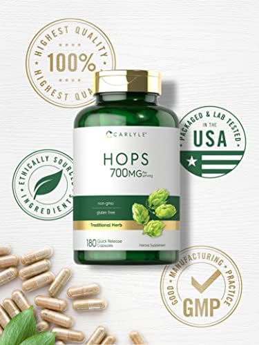 Suplemento de Lúpulo Carlyle 700mg | 180 Cápsulas | Sin OGM y Libre de Gluten | Hierba Tradicional - imagen 5