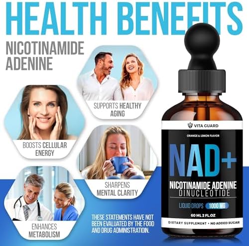Suplementos Vita Guard Pure NAD+ 1000mg en Gotas Líquidas para Hombres y Mujeres | Suplemento Natural con Sabor a Limón y Naranja - imagen 4