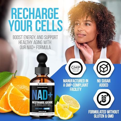 Suplementos Vita Guard Pure NAD+ 1000mg en Gotas Líquidas para Hombres y Mujeres | Suplemento Natural con Sabor a Limón y Naranja - imagen 5