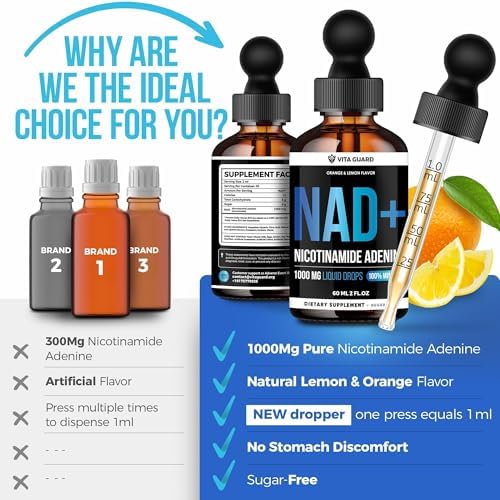 Suplementos Vita Guard Pure NAD+ 1000mg en Gotas Líquidas para Hombres y Mujeres | Suplemento Natural con Sabor a Limón y Naranja - imagen 7