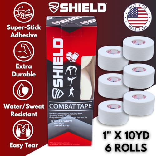 Cinta SHIELD para Combate | Cinta de Boxeo para Manos, Hecha en EE. UU., Cinta Atlética de 1 pulgada, Fácil de Rasgar, 1 x 10 Yards, Paquete de 6, - imagen 2