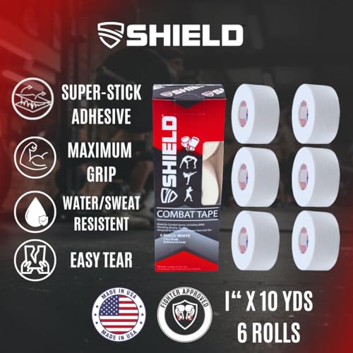 Cinta SHIELD para Combate | Cinta de Boxeo para Manos, Hecha en EE. UU., Cinta Atlética de 1 pulgada, Fácil de Rasgar, 1 x 10 Yards, Paquete de 6, - imagen 6
