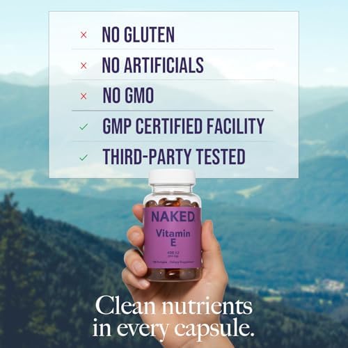 Naked Vitamina E 400 IU – Suplemento Natural de Vitamina E con Tocoferoles Mixtos para Soporte Antioxidante y Salud de la Piel – 100 Softgels - imagen 2