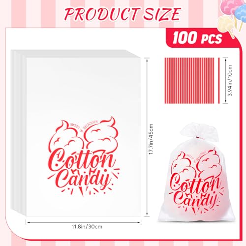 Bolsas de Algodón de Azúcar Mkway 100 Piezas, 11.8x17.7 Pulgadas, Suministros Perfectos para Palitos y Conos, Accesorios a Granel para Carnavales - imagen 2