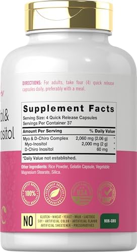 Suplemento Carlyle de Myo-Inositol y D-Chiro Inositol para Mujeres | 2060mg | 150 Cápsulas | Complejo No Transgénico y Libre de Gluten - imagen 2