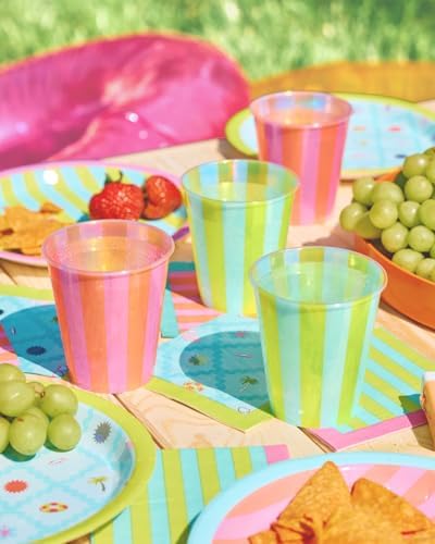 Vasos de Plástico Fetti Rosa y Verde para Fiesta en la Alberca | 16 piezas de 12 oz | Decoraciones Coloridas, Bebidas para Despedida de Soltera, - imagen 3
