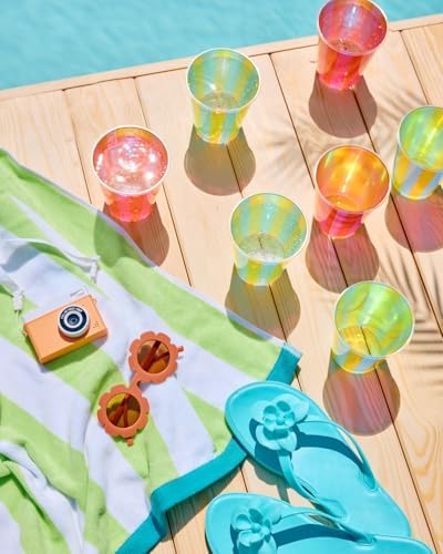Vasos de Plástico Fetti Rosa y Verde para Fiesta en la Alberca | 16 piezas de 12 oz | Decoraciones Coloridas, Bebidas para Despedida de Soltera, - imagen 6